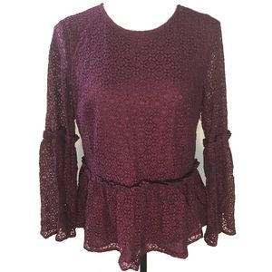 Michael Kors Burgundy Lace Bell Sleeve
